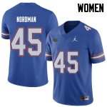 Women's Florida Gators #45 Charles Nordman NCAA Jordan Brand Royal Authentic Stitched College Football Jersey GBG5662DS